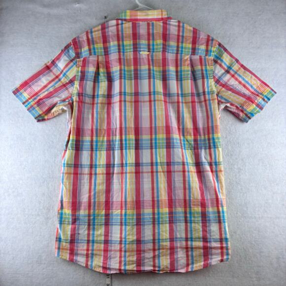 Club Room Short Sleeve Button Down Shirt Men's Large Madras Plaid Preppy Country - Picture 2 of 10